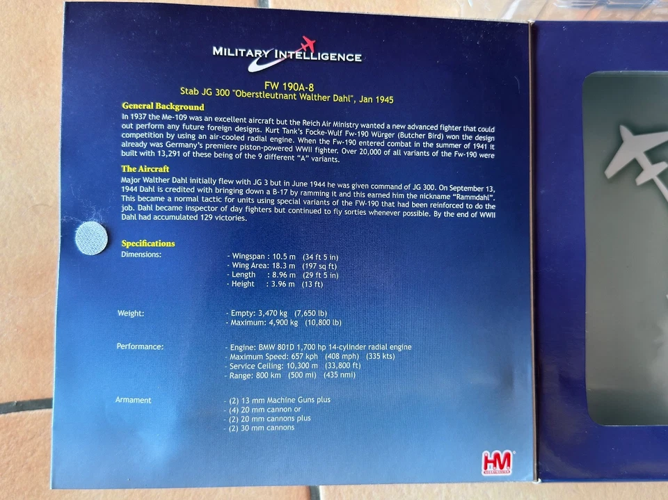 FW 190A-8 - 1:48 Hobby Master – Air Power Series – Réf. HA7401 - Photo 4/4