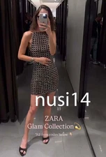 ZARA NEW WOMAN SPARKLY MESH SHORT DRESS BROWN XS-XXL 4772/267/700