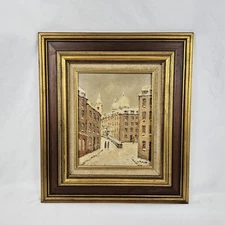 Vintage Louis Peyrat Signed Oil Painting 1960's Rue en Montmartre Framed MCM