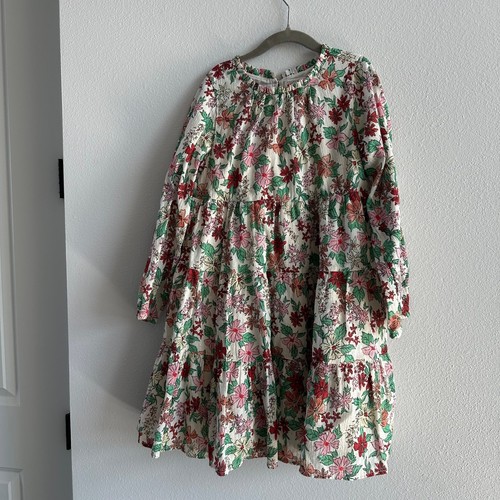 J Crew crewcuts Girls' long-sleeve tiered dress in poinsettia floral Size 8 - Picture 2 of 6
