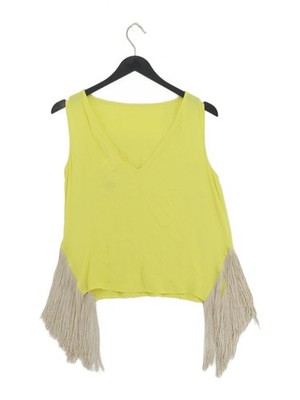 Ottod`ame Women's T-Shirt UK 8 Yellow Other with Silk Sleeveless V-Neck Basic