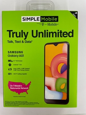 Samsung Galaxy A01 - 16GB - Black - Prepaid Smartphone (Simple Mobile) BRAND NEW