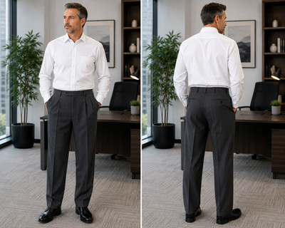 Dockers Stain Defender Dress Pants Mens 36x34 Dark Gray Cotton Pleated Teflon