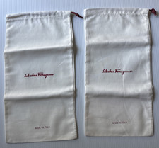 2 Salvatore Ferragamo Dust Bag Ivory Travel Storage Drawstring Pouch 8x16 Italy