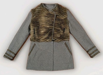 Custo Barcelona BCN Faux Fur Wool Jacket Removable Bottom Coat Y2K Spain 38