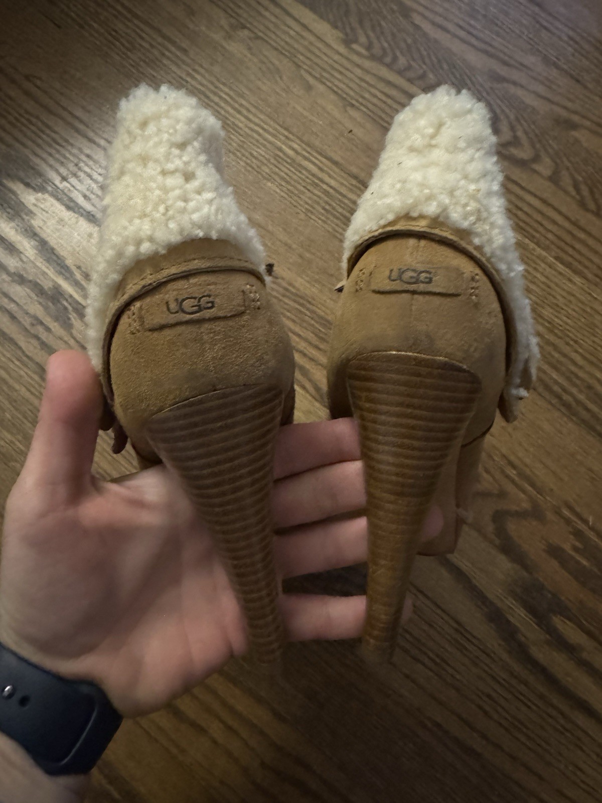 UGG GEORGETTE Ankle Platform Chestnut Nubuck Fur … - image 3