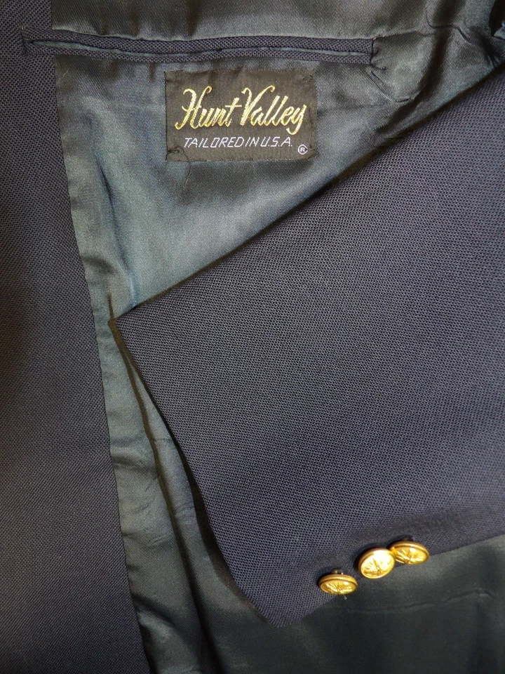 Mens Blazer Sport coat Jacket Hunt Valley 44r Navy Blue Wool blend  S#156 - Image 3 of 4
