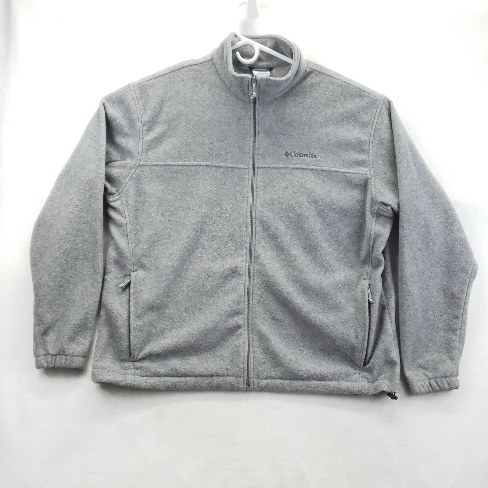 Columbia Fleece Jacket Mens 2XL Gray Full Zip Stand Collar Outdoor Hiking