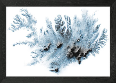 Island Karte Relief 3D gerahmt Wandbild Poster Leinwanddruck Bild