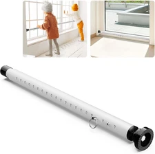 Sliding Door Security Bar, 17-50inch Adjustable Window Security Bar with Rubb...