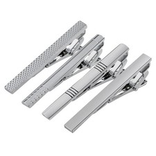 4 Pcs Stainless Steel Tie Clips for Men Classic Bar Clip standard, sliver