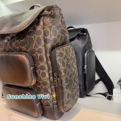 NWT Coach Finn Backpack In Loved Signature Canvas Gunmetal/Brown