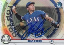 Hans Crouse signed baseball card 2020 Topps Bowman Draft Chrome BTP92 Scouts 100