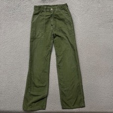 Vtg OG 107 Pants Mens 28x32 Green 13 Star US Military Baker Pants Korean War