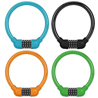 4 Digits Resettable Combination Cable Lock, Bicycles Code Lock for Mountain Bike