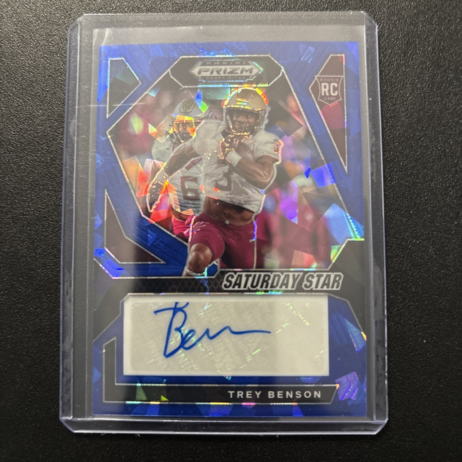 Trey Benson 2024 Prizm Draft Blue Cracked Ice Auto Autograph /75