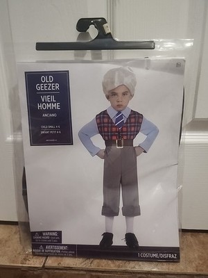 Old Geezer Halloween Costume Size Child's Small 4-6 New Jumpsuit and Belt