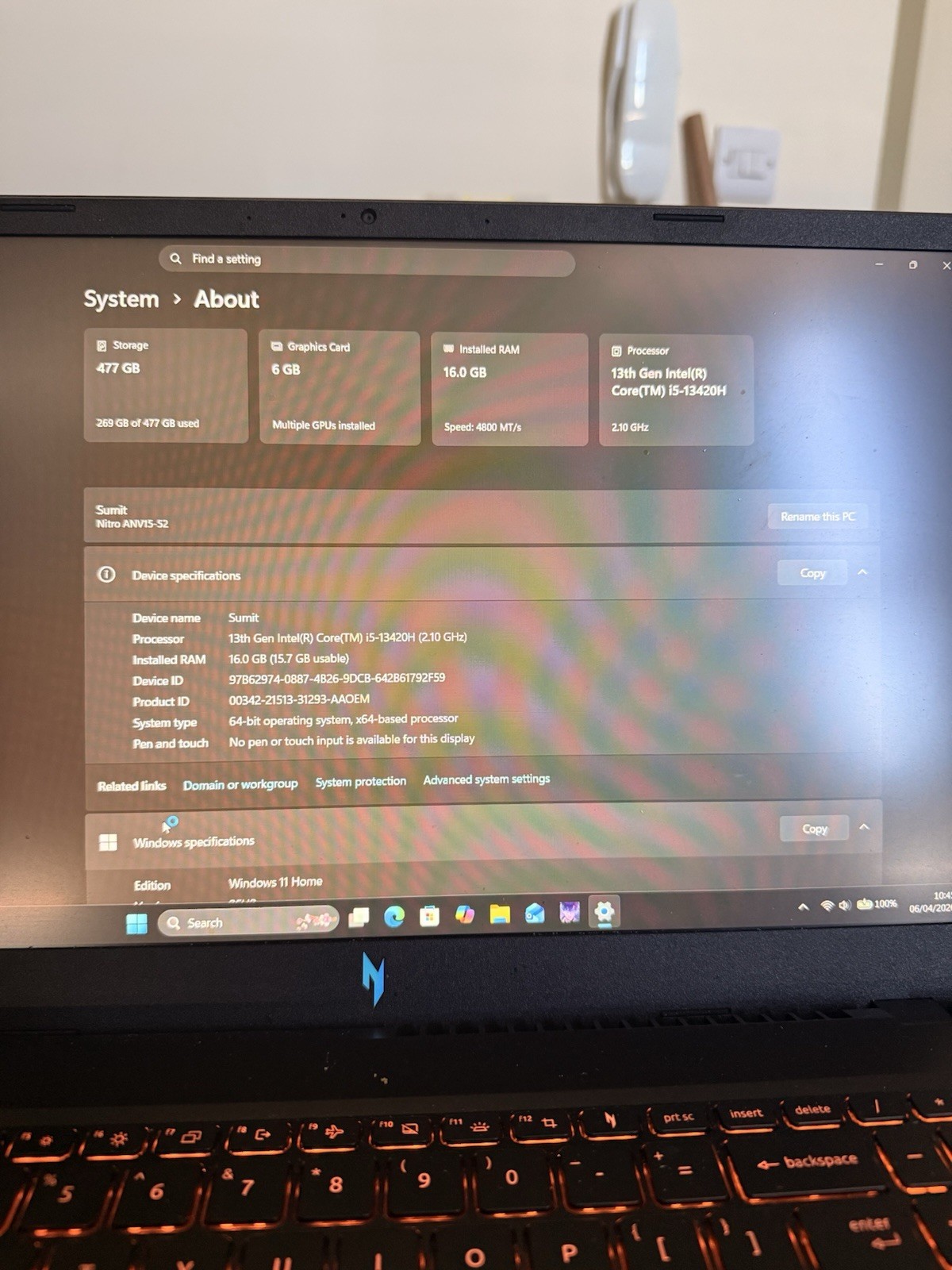 Acer Nitro V15 Gaming Laptop Core I5, 8GB RAM, 512GB SSD, RTX 3050, 15.6" Black