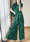 PLEATS PLEASE ISSEY MIYAKE irregular top + wide leg pants suit Dark green — photo 8