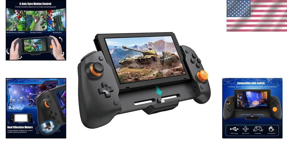 Ergonomic Switch Controller Grip with Gyroscope & Vibration - Image 2 of 4