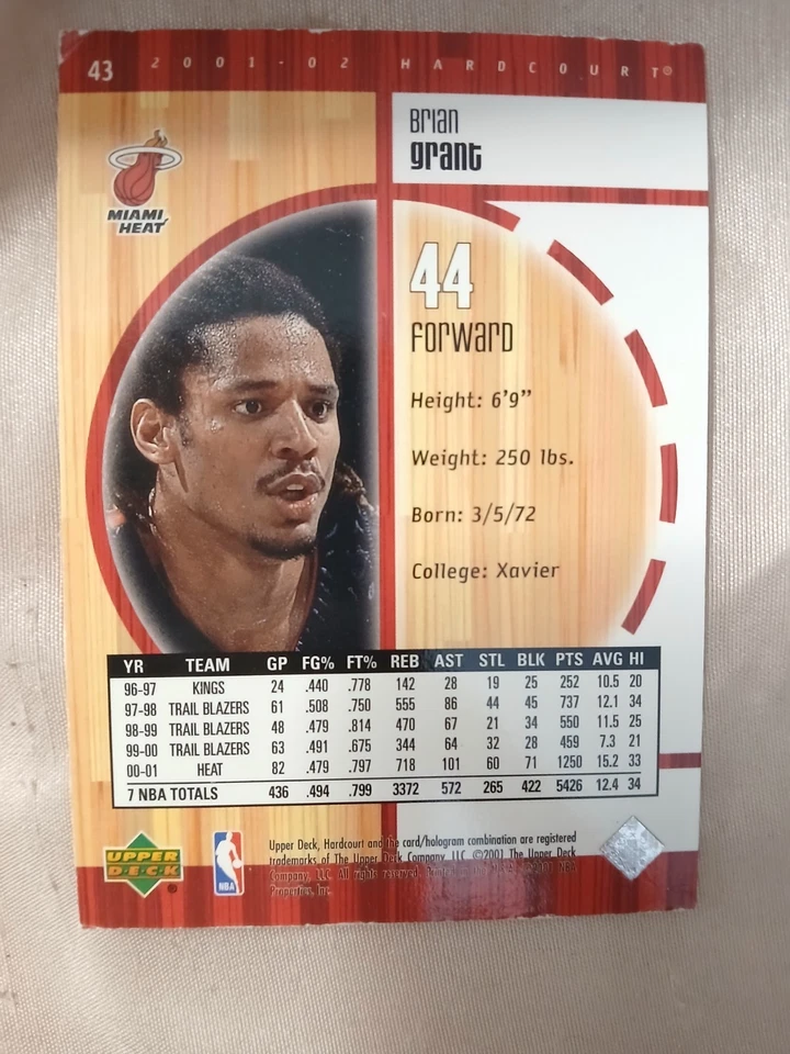2001-02 Upper Deck Hardcourt Hardcourt Exclusives /25 Brian Grant #43 - Image 2 of 2