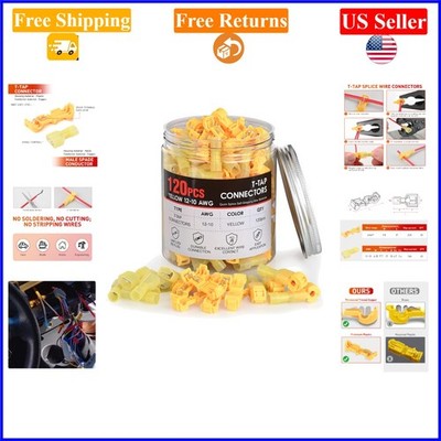 120PCS Yellow Insulated T-Tap Spade Wire Connectors 12-10 AWG