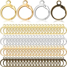 OIIKI 200 PCS Earring Hooks for Jewelry Making, Round Lever Back 200 