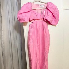 Pink ASOS Cut Out Puff Sleeve Midi Dress