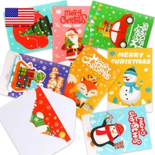 Christmas Cards, 32 Xmas Happy Holiday Greeting Cards with Envelopes  Designs fo