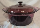 Corning Ware Cranberry Visions 5L Dutch Oven Teflon Bottom w Pyrex Lid, Vintage