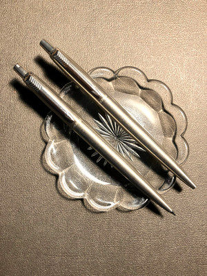 Rare, Parker Jotter Silver Ball Point Pen & Pencil Set, Stainless, USA, Excellen