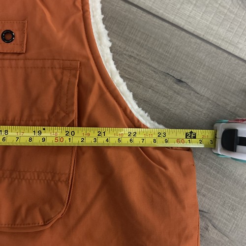 Vintage Old Navy Utility Vest Men M Orange Hunting Camping Outdoors Sherpa Lined - Picture 8 of 10