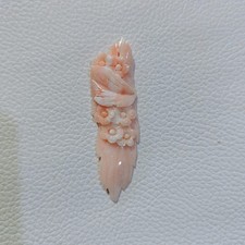 Antica pietra preziosa con fiore di corallo marino 100% naturale intaglio cor...