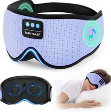 Sleep Mask with Bluetooth Headphones, Breathable Cotton, Purple