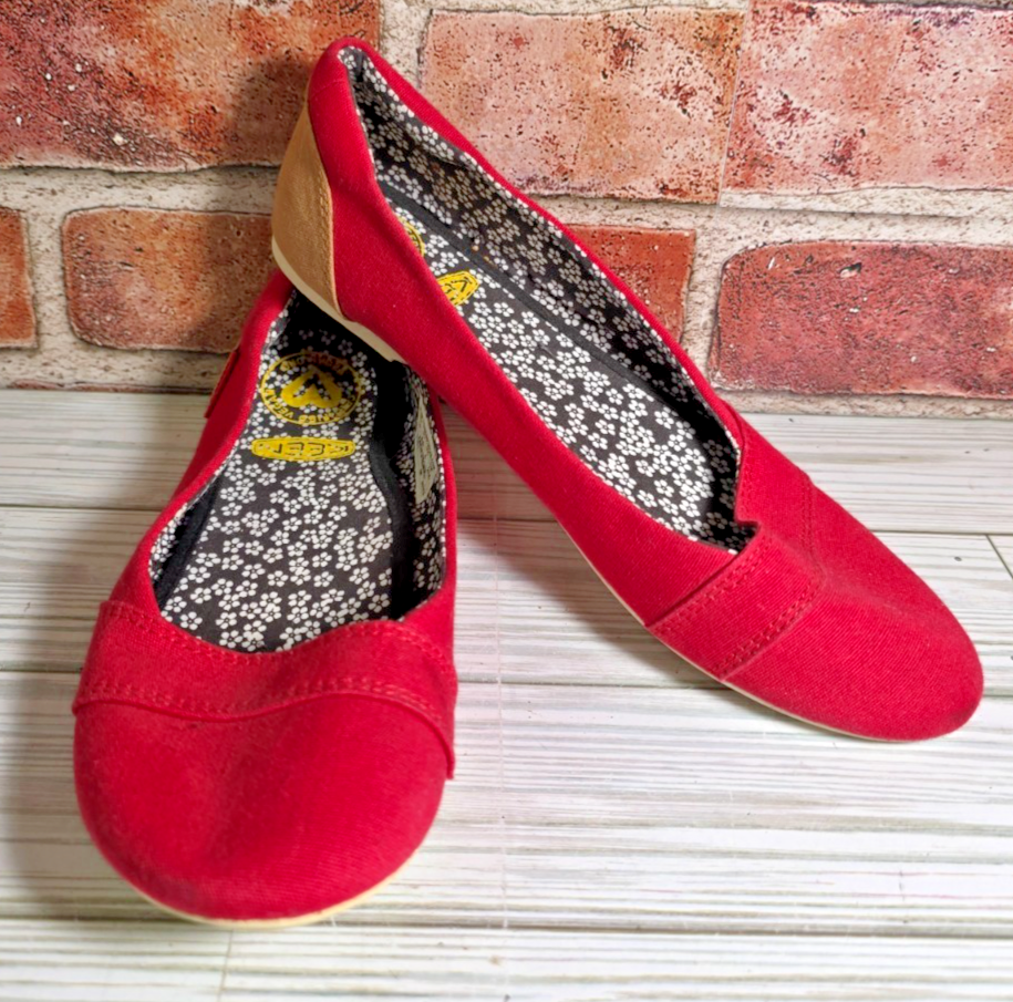 KEEN RED CANVAS Ballerine SLIP ON TESSUTO DONNA TAGLIA 6 5 Casual da passeggio