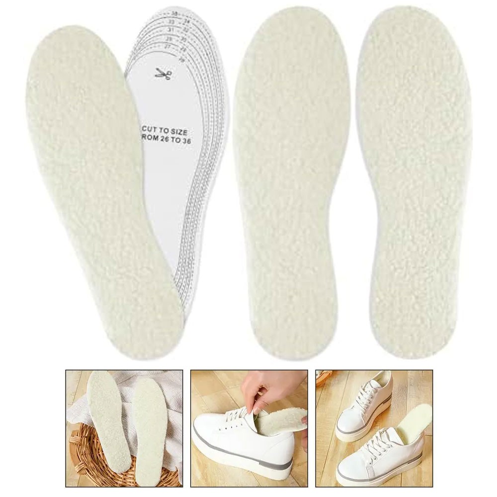 's Wool Pads Shoe Inserts Insoles Winter Boot Soft Warm Thermal Foam