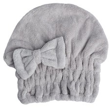 1 PCS Grey Microfiber Hair Towel Cap Super Absorbent Quick Dry Anti Frizz