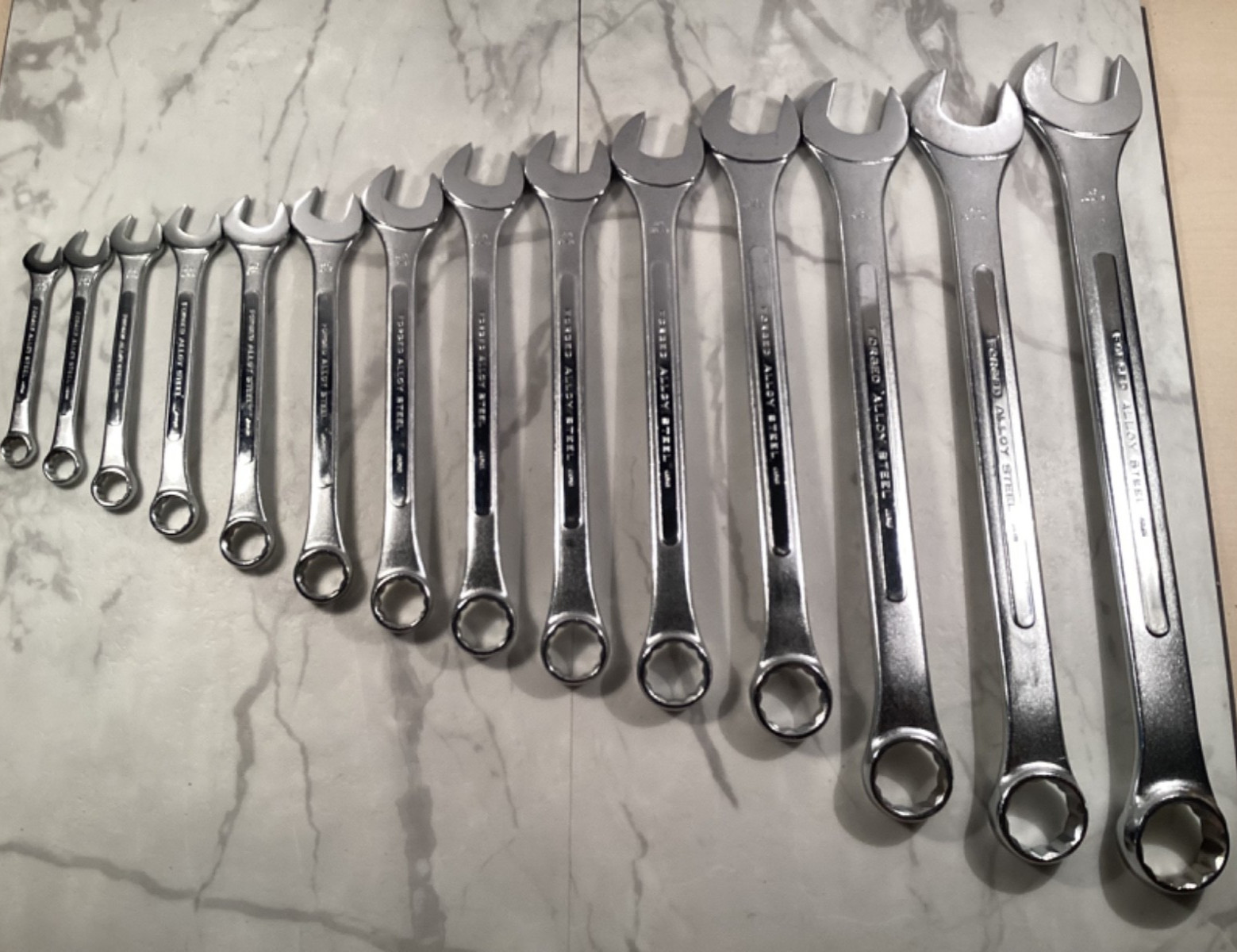 Vtg Chicago Pneumatic NOS Combination Wrench Set 14 Pc Professional Tools Chrome