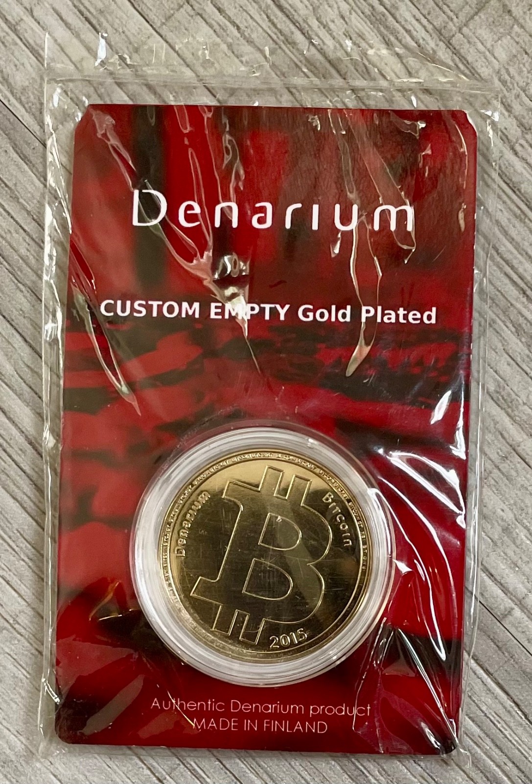 Sealed 2015 Denarium CUSTOM EMPTY  Gold Plated Bitcoin