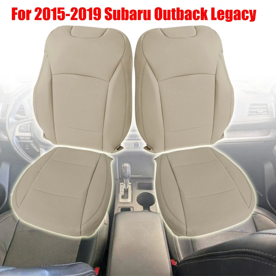 Driver/Passenger Bottom/Top Perf Seat Cover Leather Tan For 15-19 Subaru Outback Foto 3 de 4