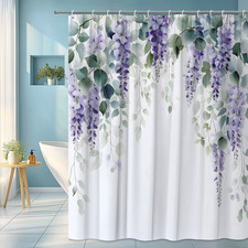 Purple Wisteria Shower Curtain Elegant Vine Floral Nature Style