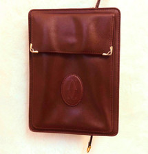 Cartier Must de Cartier Clutch Bag Hand bag Leather Brown With flap luxury rare