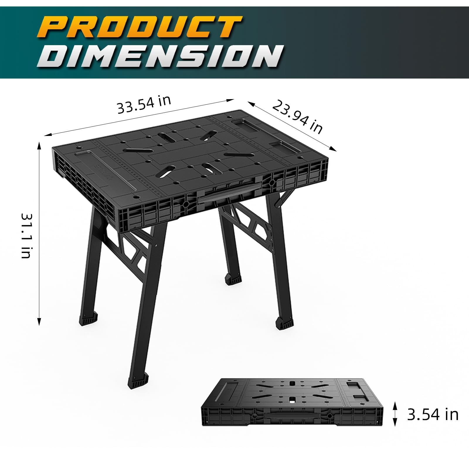 Portable Folding Workbench 2-in-1 Table & Sawhorse 1000lb Capacity