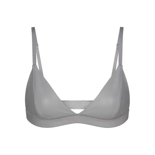 SKIMS Faux Leather Triangle Bralette Carbon Grey 2X UK 22-24 US 18-20 BNWT RARE