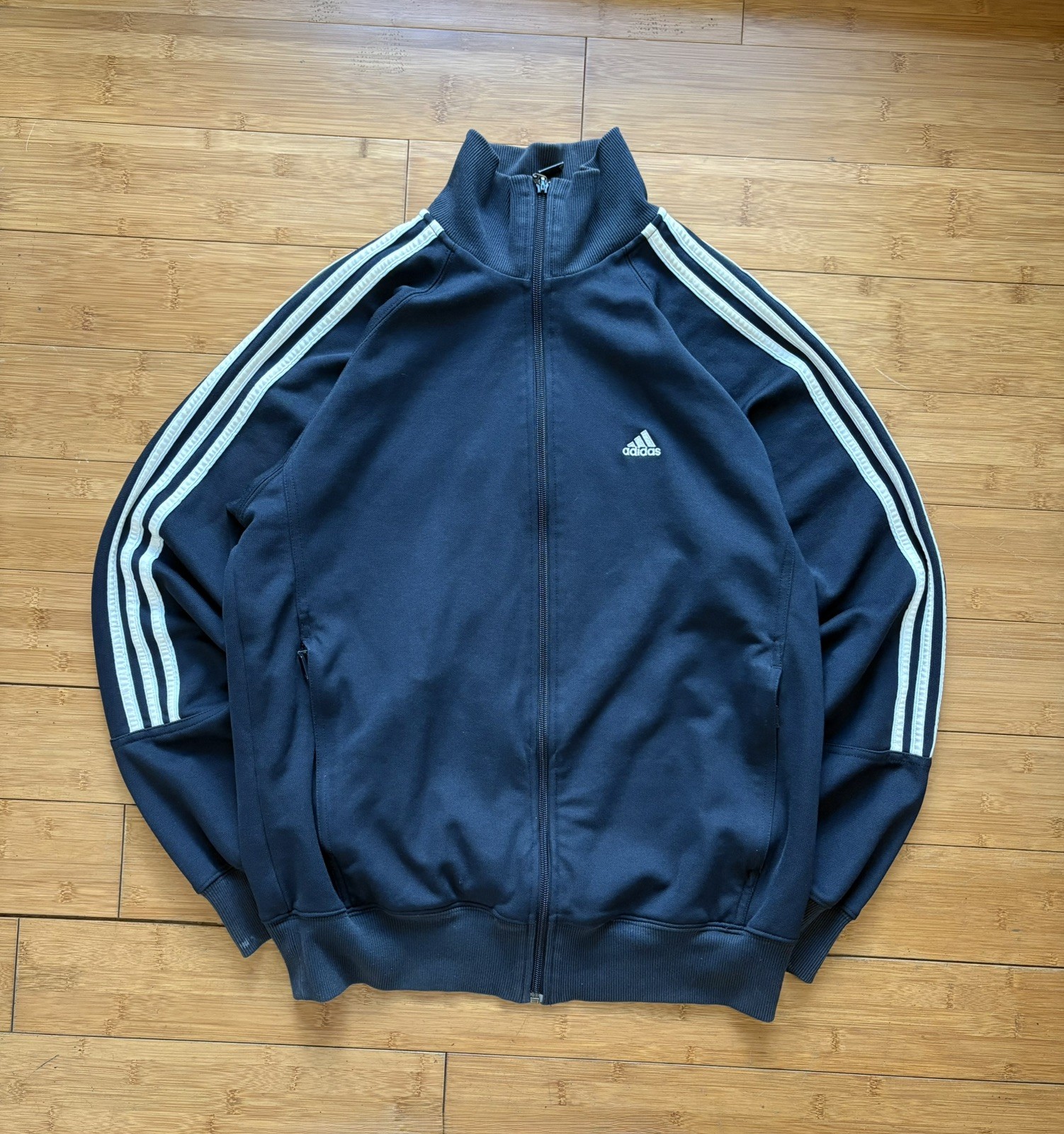 Chaqueta de chándal vintage de los 90 de ADIDAS, azul marino - para hombre L bordada deletreada