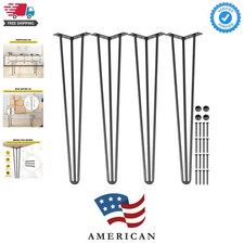 Hairpin Table Legs 16" Black Set of 4 Desk Legs 880lbs Total Load Capacity Ha...