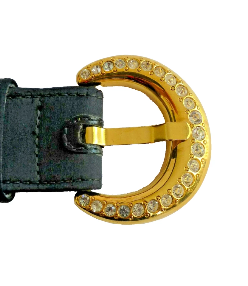 Escada Belt Vintage Black Satin with Gold and Rhinestones Size Small NWOT - Image 2 of 4