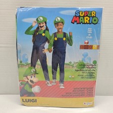Mario LUIGI Kids Halloween Costume Jumpsuit Hat - Child Size 7-8 Medium - NEW