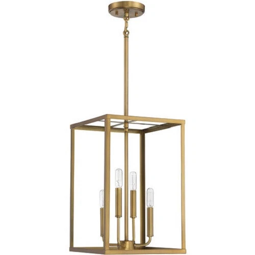 Meridian M30008NB Traditional 4 Light 18" Pendant in Natural Brass Finish - Picture 1 of 2