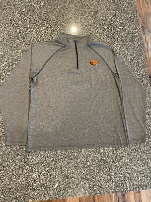 Colosseum Mens Oregon State Beavers Gray Half Zip Embroidered Jacket Sz L (A5)